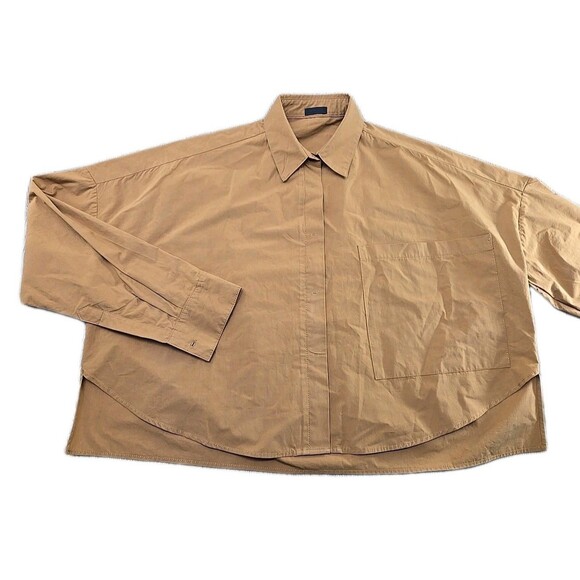 OSKLEN Oversized Shirt Jacket Shacket Women's S Camel Lightweight Cotton Collar - Picture 1 of 9